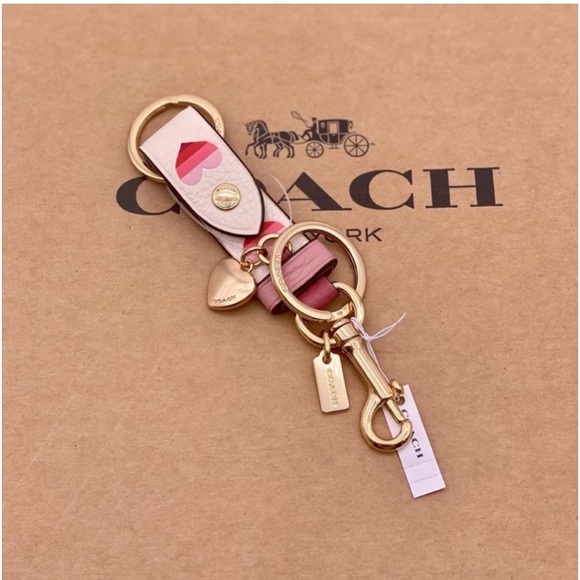 Coach Trigger Snap Bag
Charm With Stripe Heart Print Leather Keychain - Picture 5 of 7